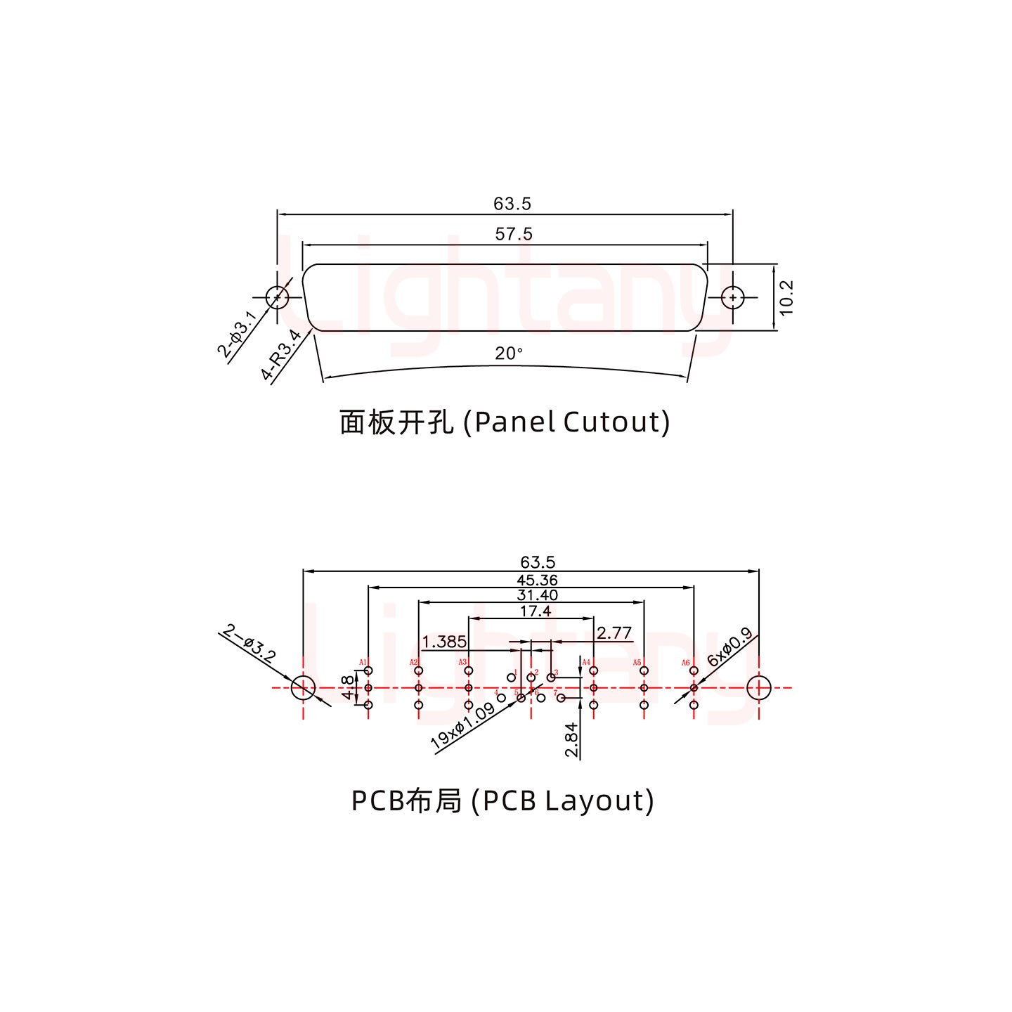 13W6A公PCB直插板/鉚魚(yú)叉7.0/射頻同軸50歐姆