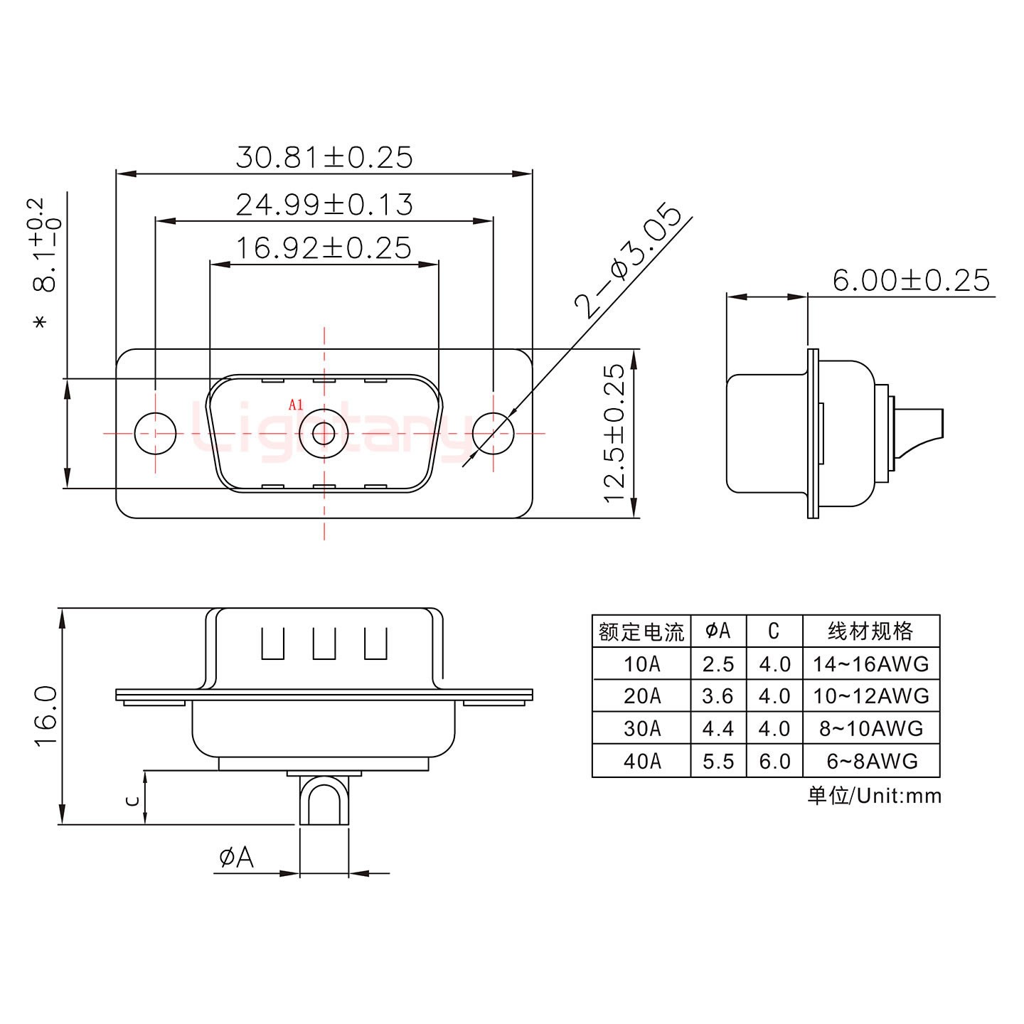 1W1公短體焊線30A+9P金屬外殼424彎出線4~12mm