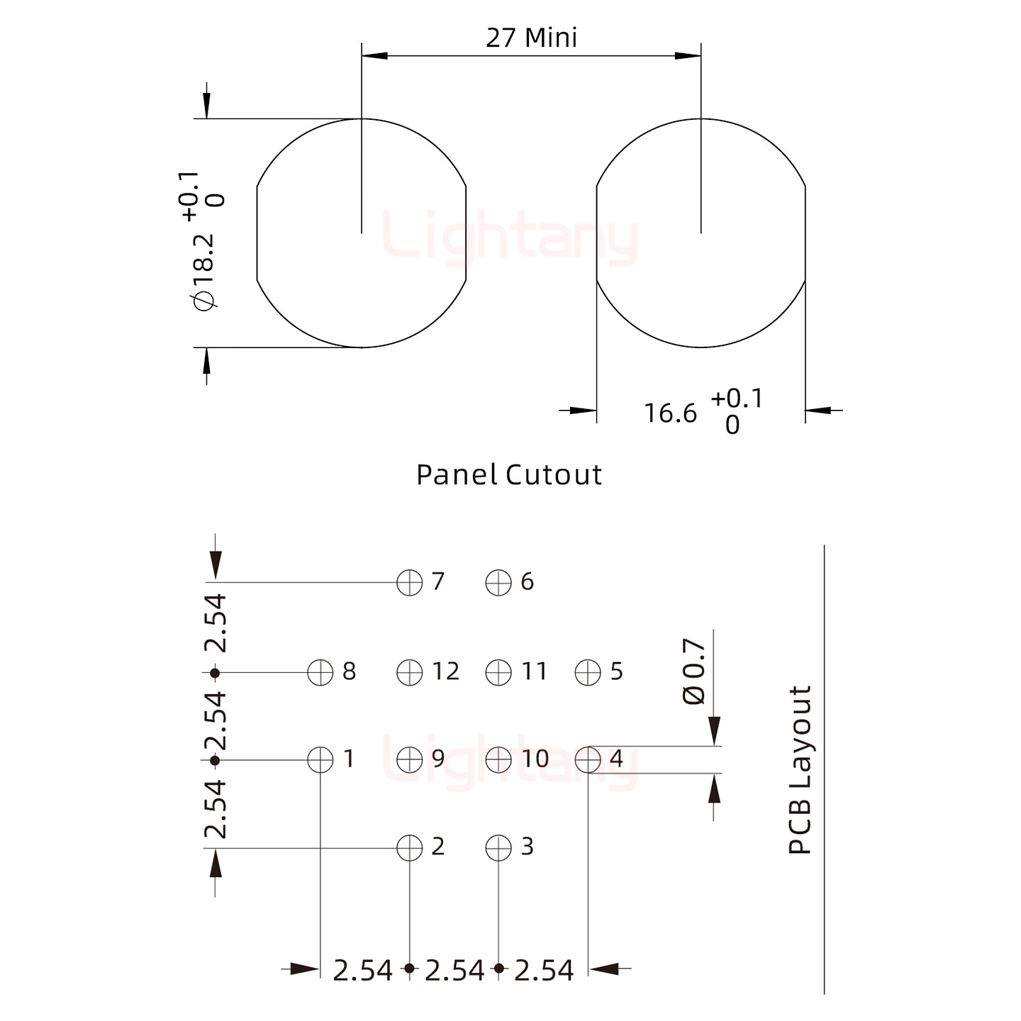 EEG.3B.012.CLV前螺母插座 PCB彎插板
